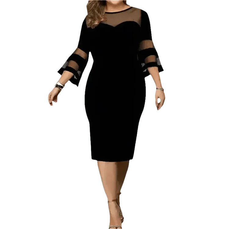 Black Mesh Plus Size Dress Elegant Fashion Collection - GiFTiFY
