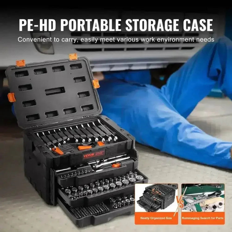 Black Vevor Mechanics Tool Chest Open Drawers - GiFTiFY