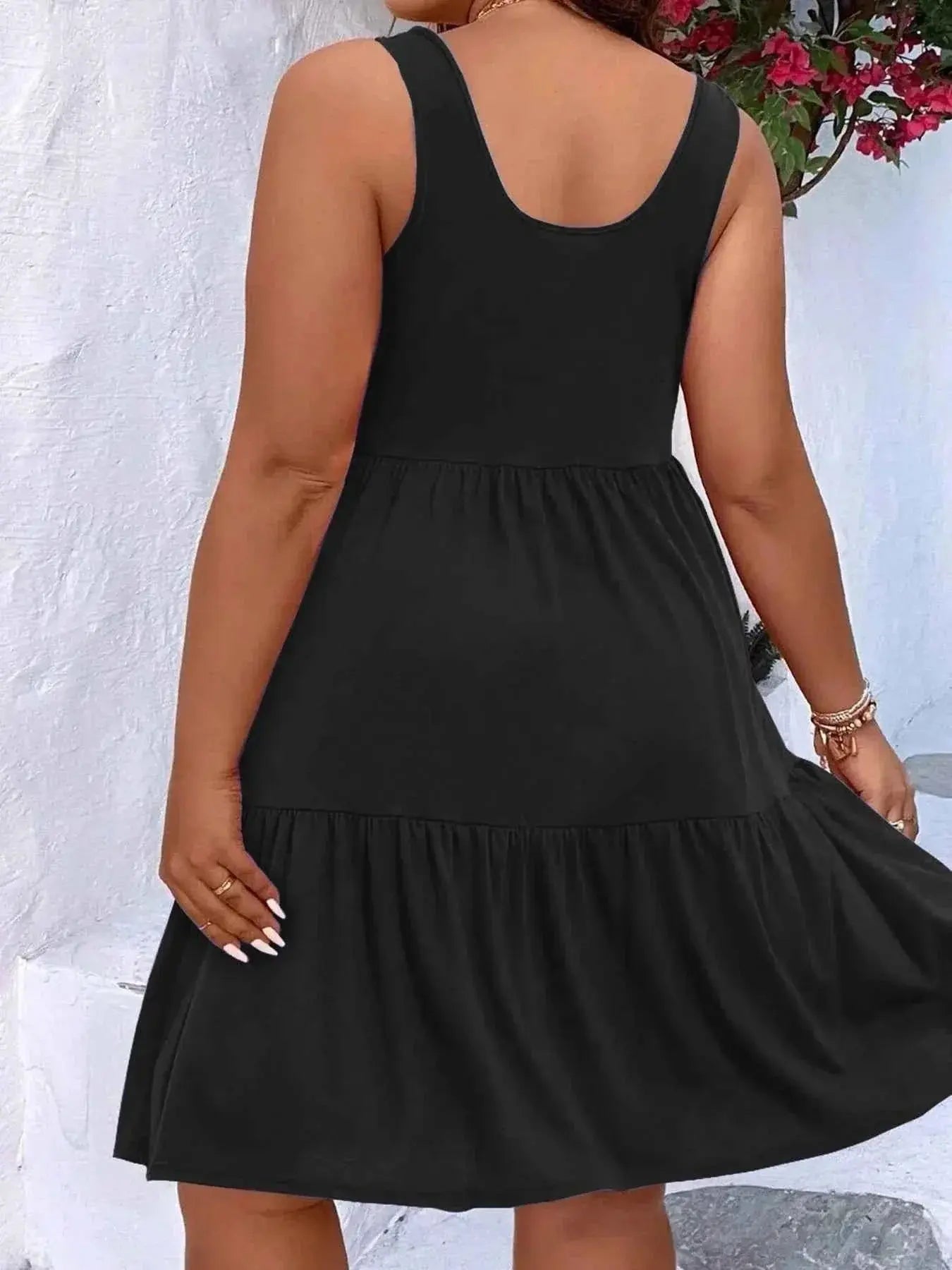 Plus Size Tiered Scoop Neck Tank Dress