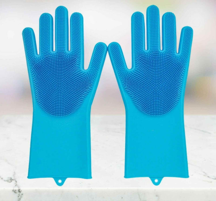 Pet Grooming Silicone Rubber Scrubber Cleaning Blue Color 2 in 1 - GiFTiFY