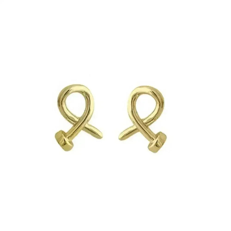 Gold Plated Crossed Nail Head Stud Earrings Pair - GiFTiFY