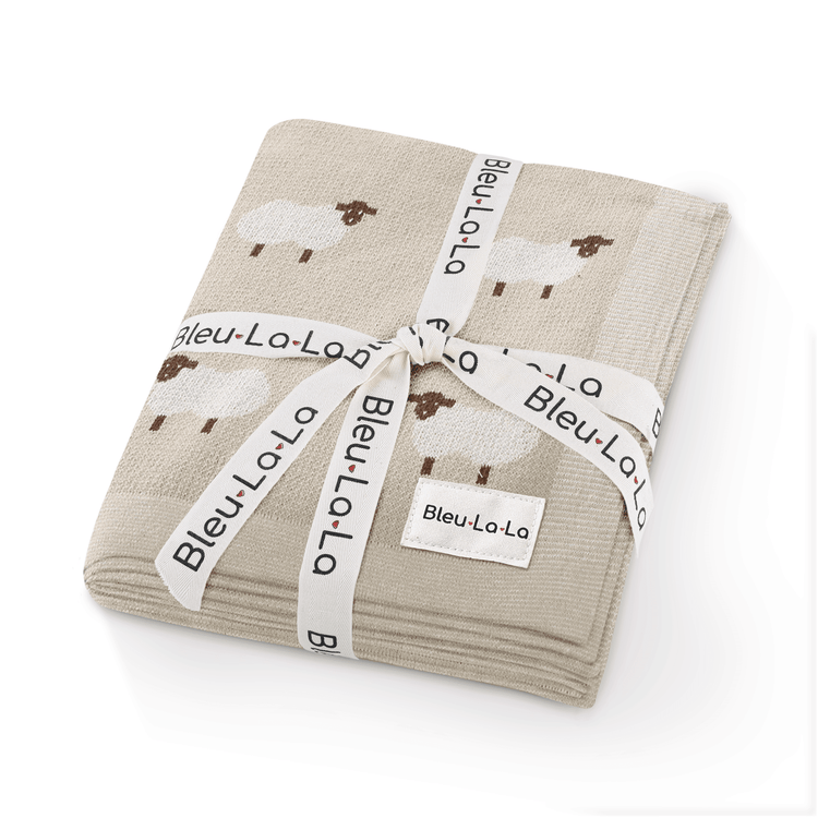 Sheep Knit Receiving Baby Blanket - GiFTiFY
