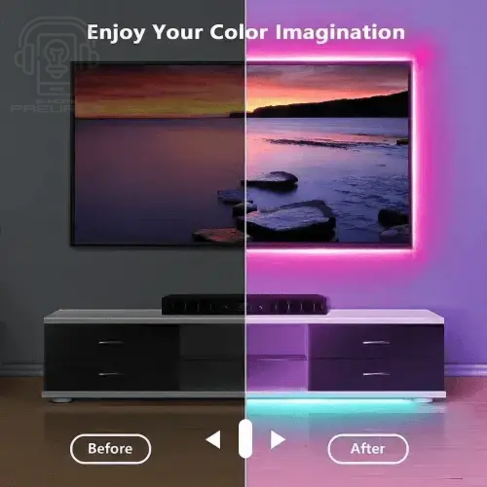 Purple LED Strip Light Television Bluetooth USB - GiFiFY