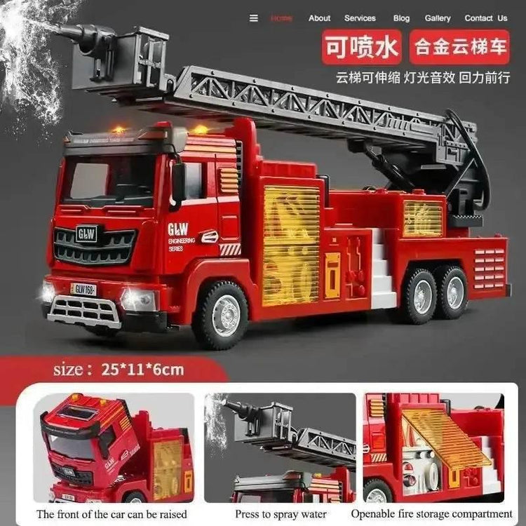 Red Toy Fire Truck with Sprayable Water Tank - GiFTiFY