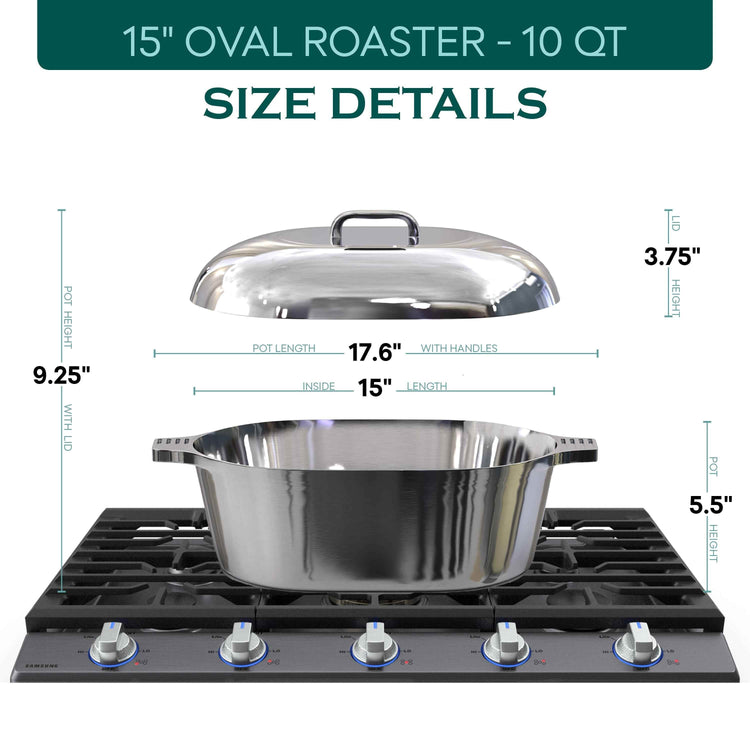 Oval Dutch Oven with Lid - 10 Quart (15 Inch) - GiFTiFY
