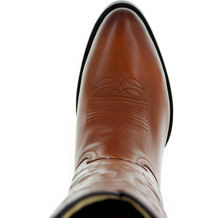 Cowboy Dress Boots | Mens Classic Round-Toe Boots (H7001-Tan) - GiFTiFY