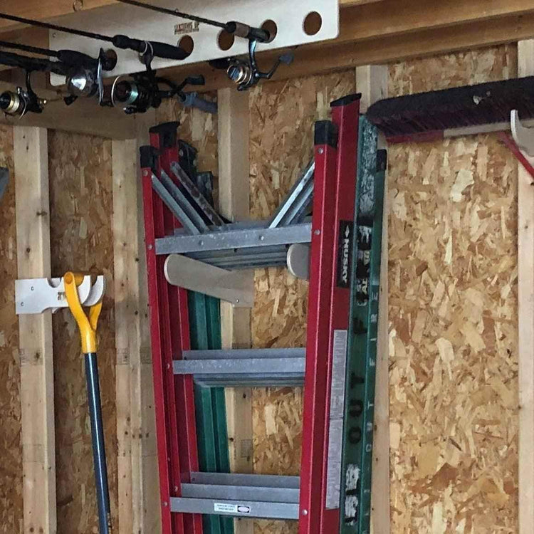 Shed Tool Organizer – Step Ladder & Yard Tool Storage Rack Shed Organization