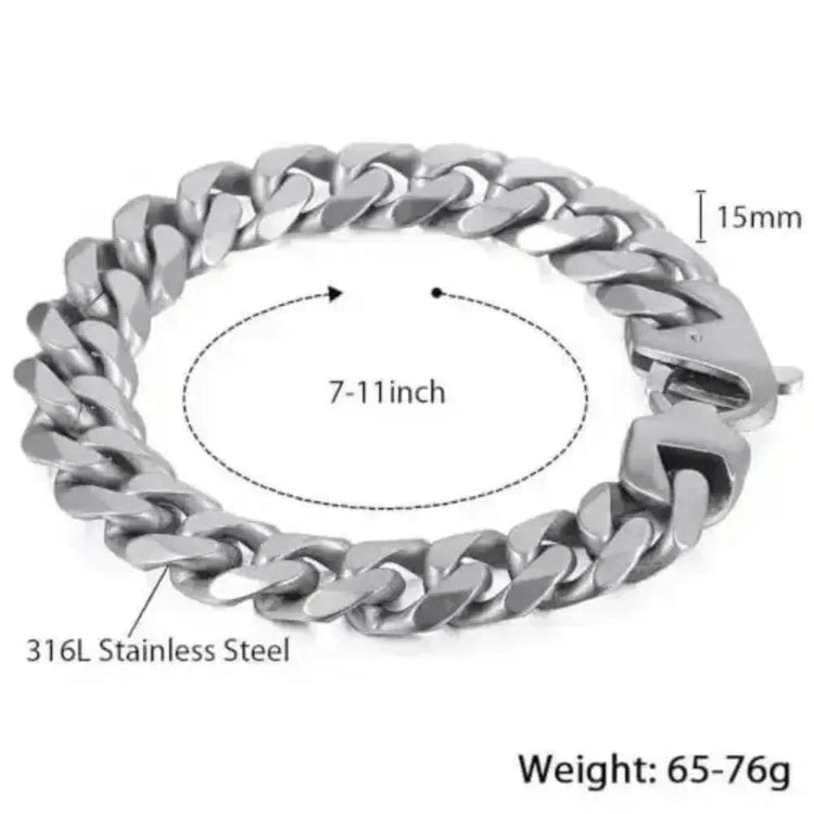 Stylish Matte Silver 15mm Chain Bracelet - GiFTiFY