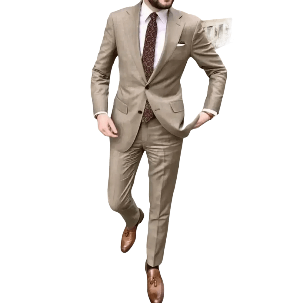 Tan Notched Lapel Men’s Suit Handsome Patterned Tie Wedding Tuxedos - GiFTiFY