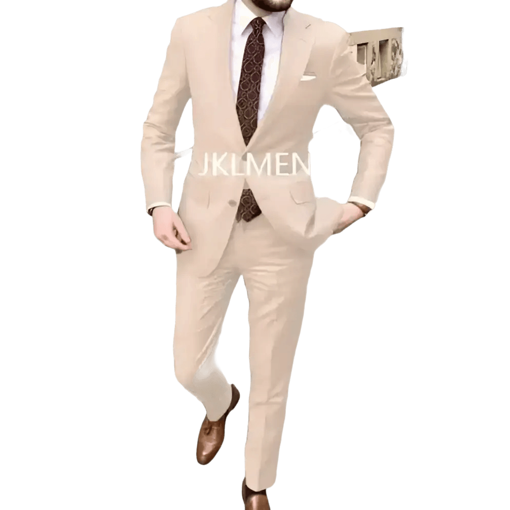 Tan Notched Lapel Men’s Suit Handsome Patterned Tie Wedding Tuxedos - GiFTiFY