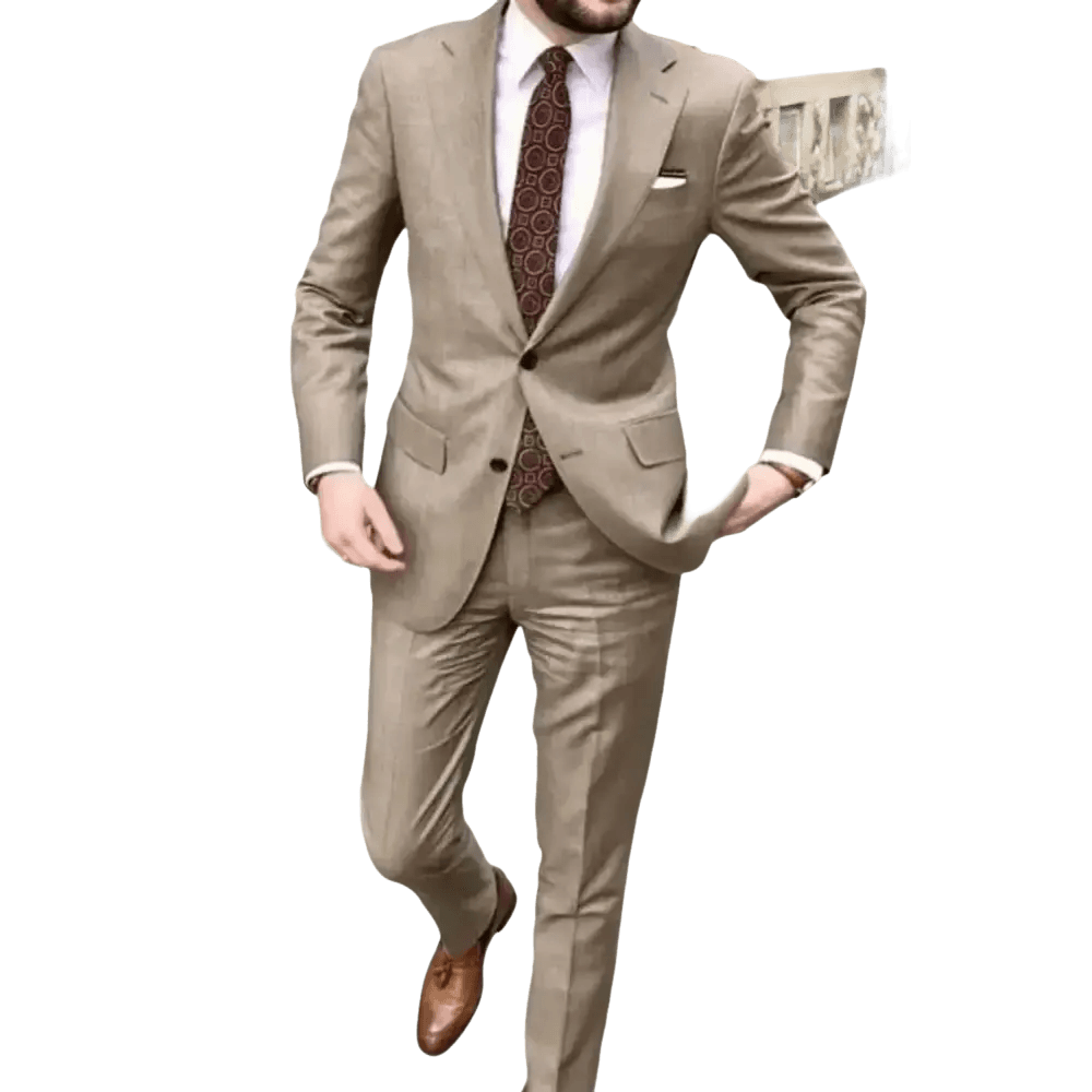 Tan Notched Lapel Men’s Suit Handsome Patterned Tie Wedding Tuxedos - GiFTiFY