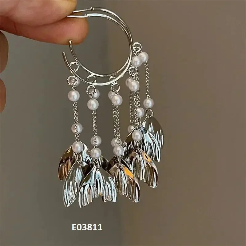 French Style Exaggerated Big Eyes Long Earrings Fashion Pearl Water Droplets Earring DSERS