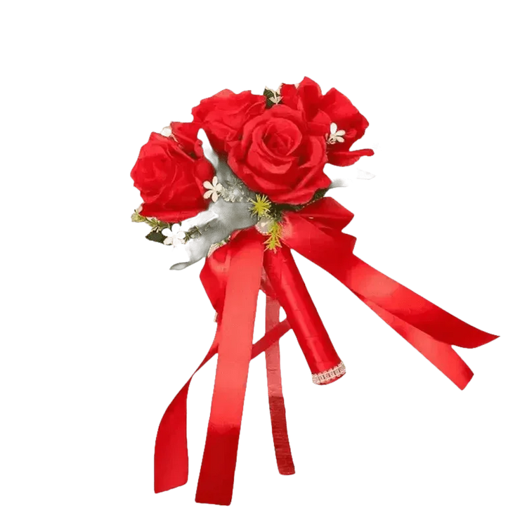 White Rose Wedding Bouquet Artificial Silk Rose - GiFTiFY