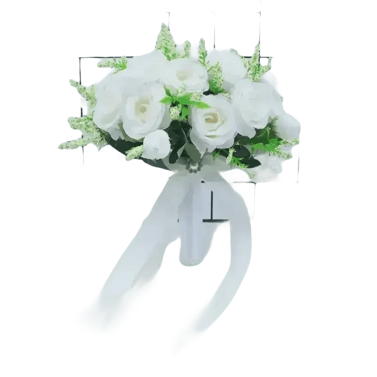 White Silk Flowers Wedding Bouquet - GiFTiFY