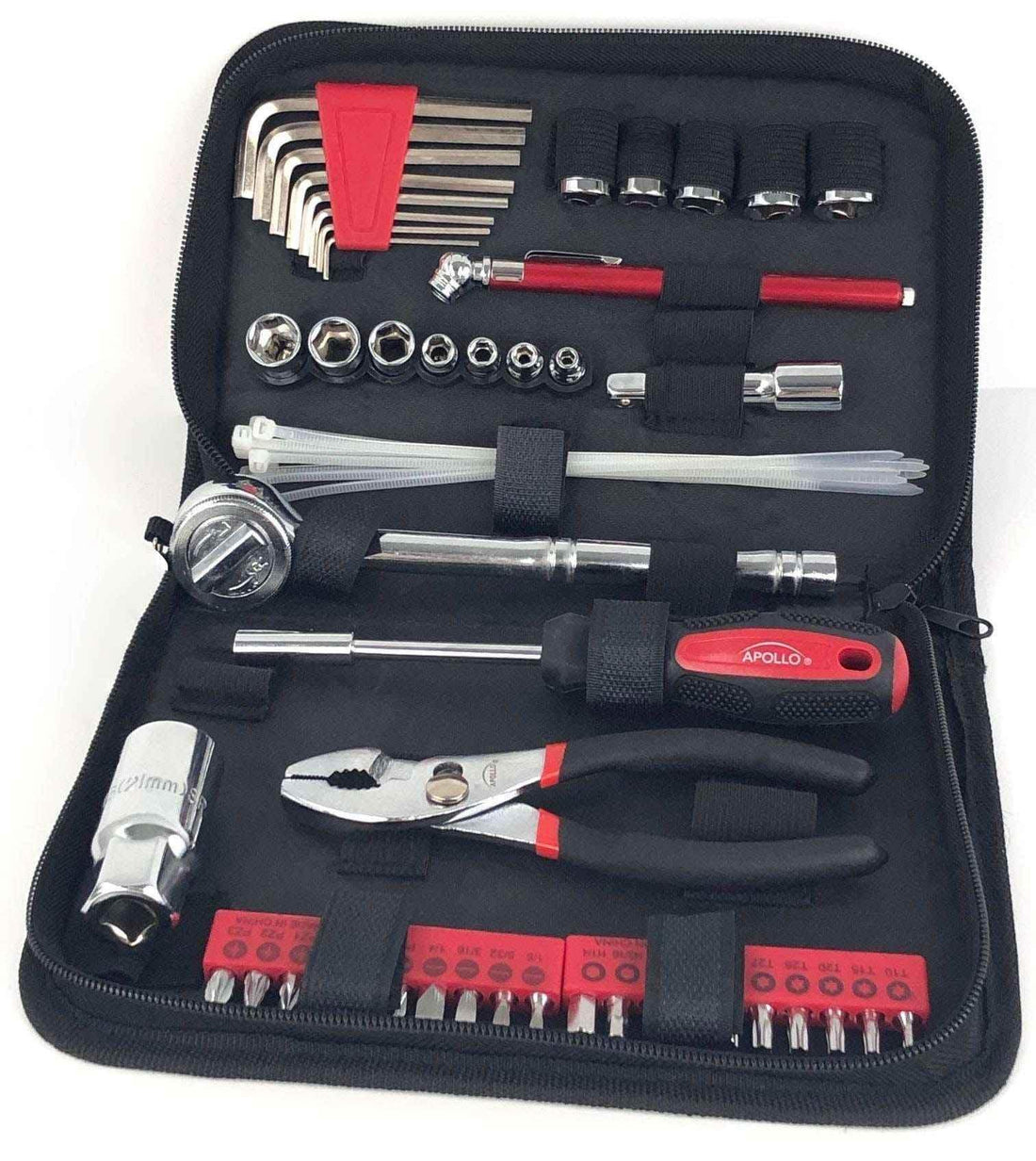56 Piece SAE Auto Tool Set In Zipper Case - DT9774 Mechanics Tool Kit by Apollo Tools