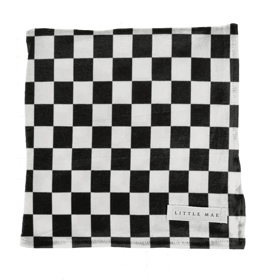 Race Black & White Checkered Stretch Swaddle by Little Mae & Co