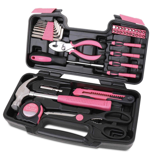 39 Piece General Tool Set Pink - DT9706P Pink Tool Kit by Apollo Tools