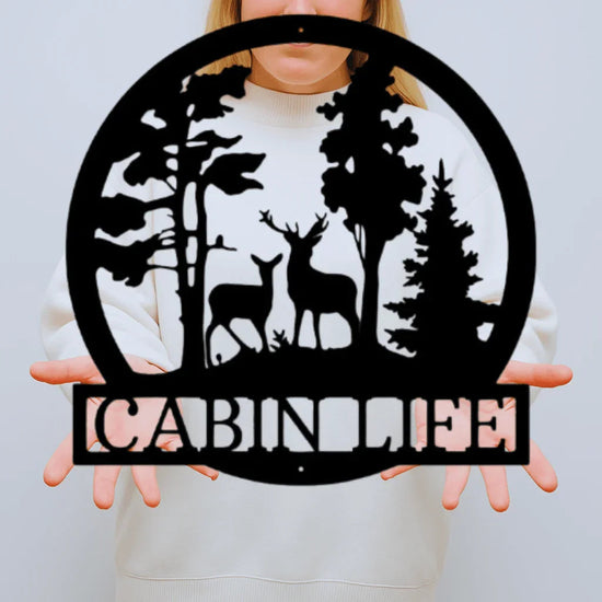 Deer Text Personalized Gifts - Custom Metal Sign, AnniversaryWeddingHousewarming Gift