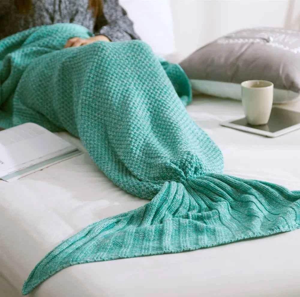 Hot Mermaid Tail Blanket Yarn Knitted Handmade Crochet Mermaid Blanket Super Soft Kids Adults Throw 