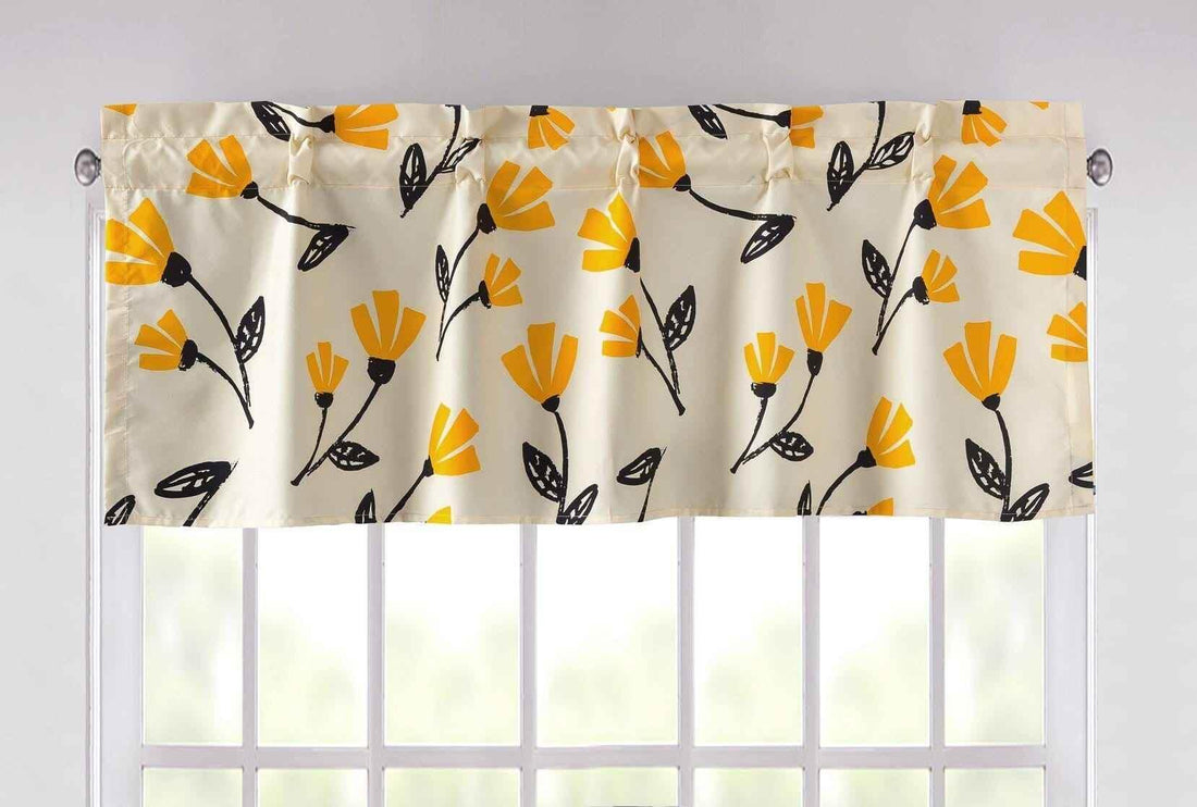 DaDa Bedding Yellow Fleur Floral Golden Orange Ivory Window Curtain Valance - 18 x 52 (18112)