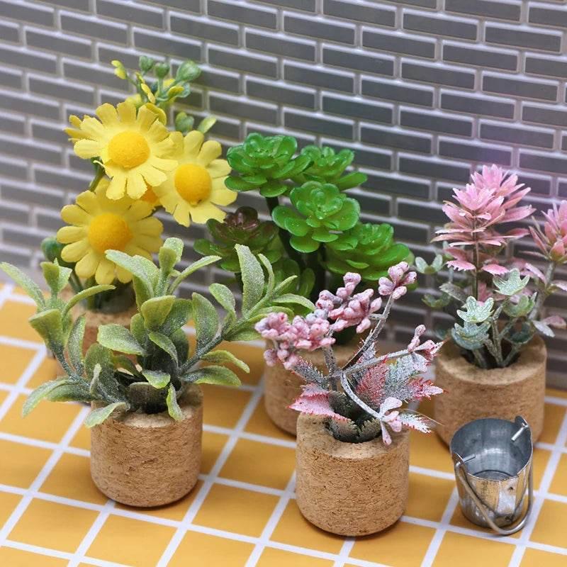 1:12 scale dollhouse miniature potted green plants for micro landscape decor