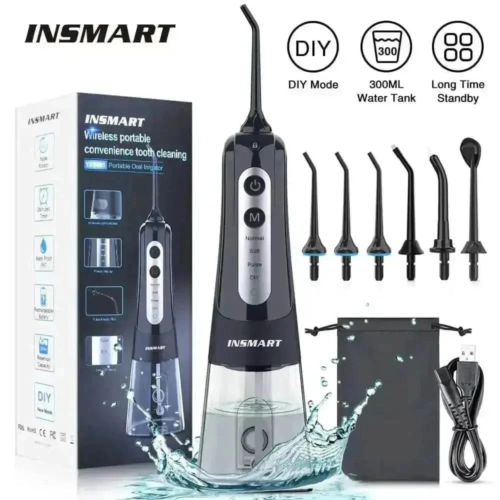 Black USB Rechargeable Dental Water Flosser variable by INSMART Smart Health Store