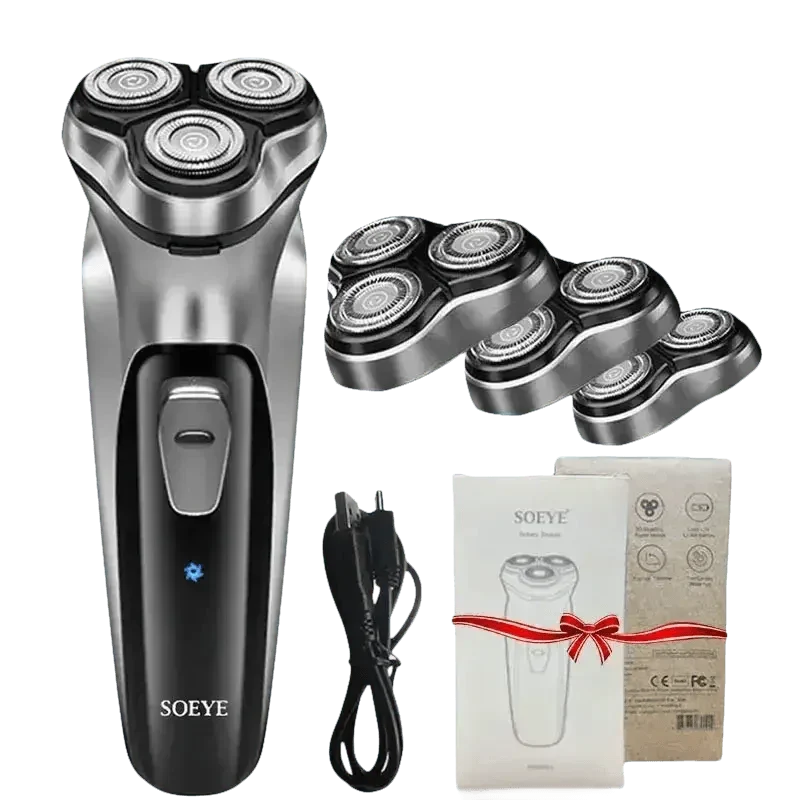 Electric rotary beard trimmer and shaver for men