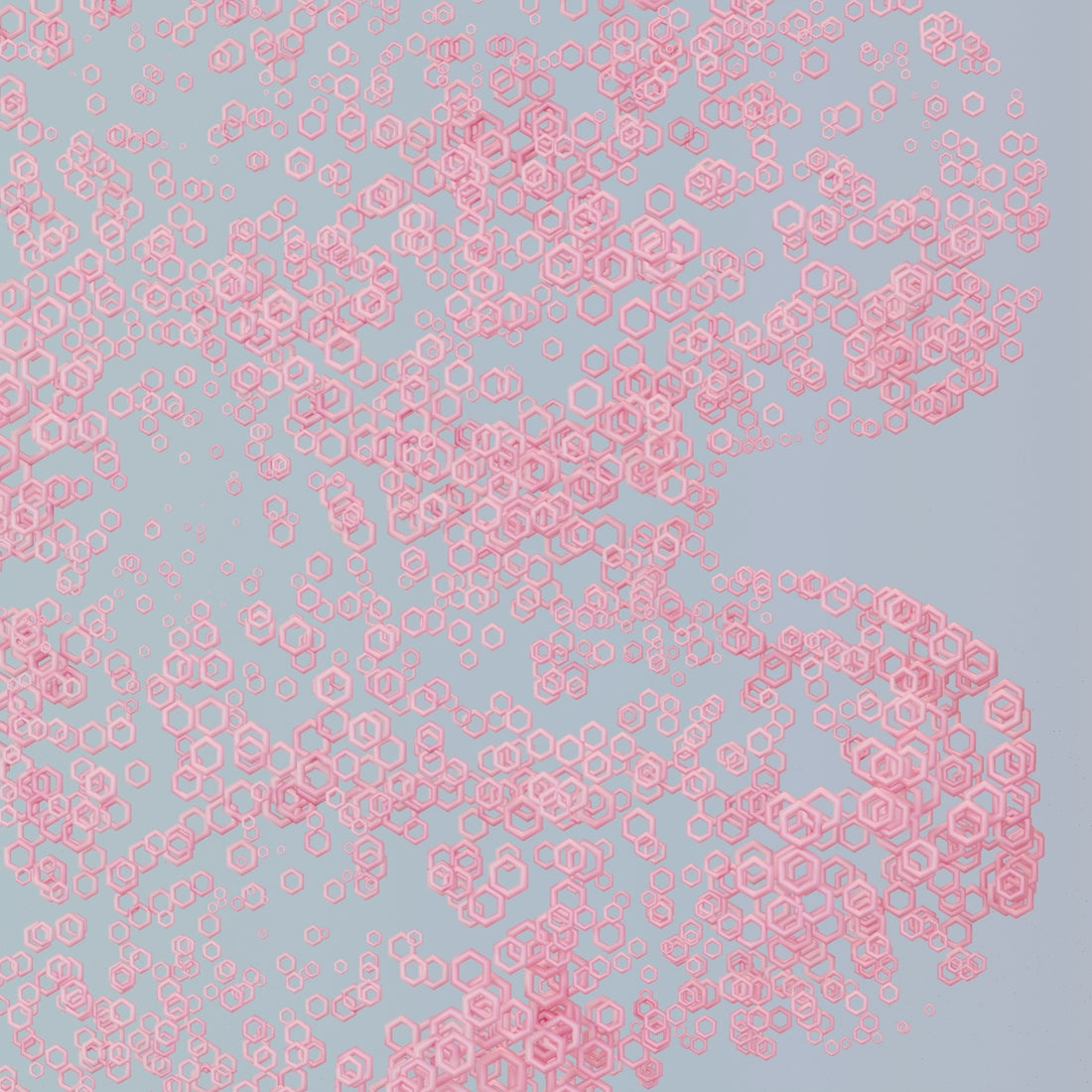 a blue background with a lot of pink circles