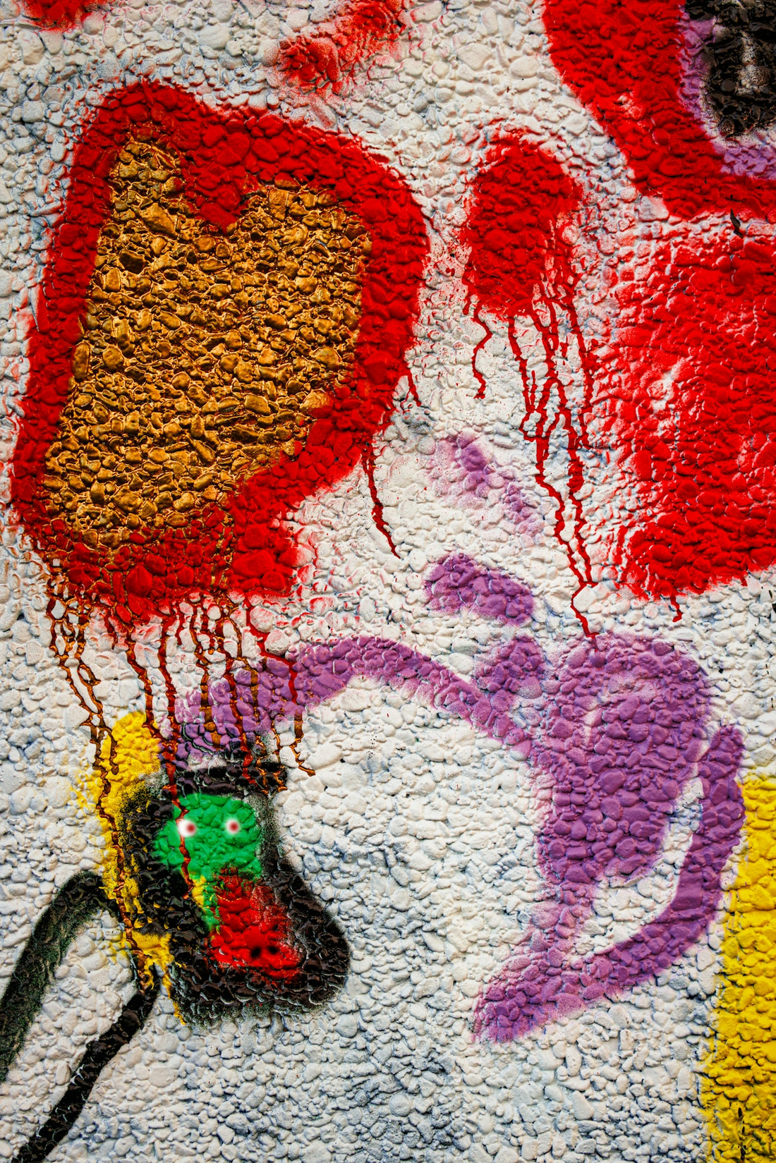 Abstract graffiti art with bright colors and textures