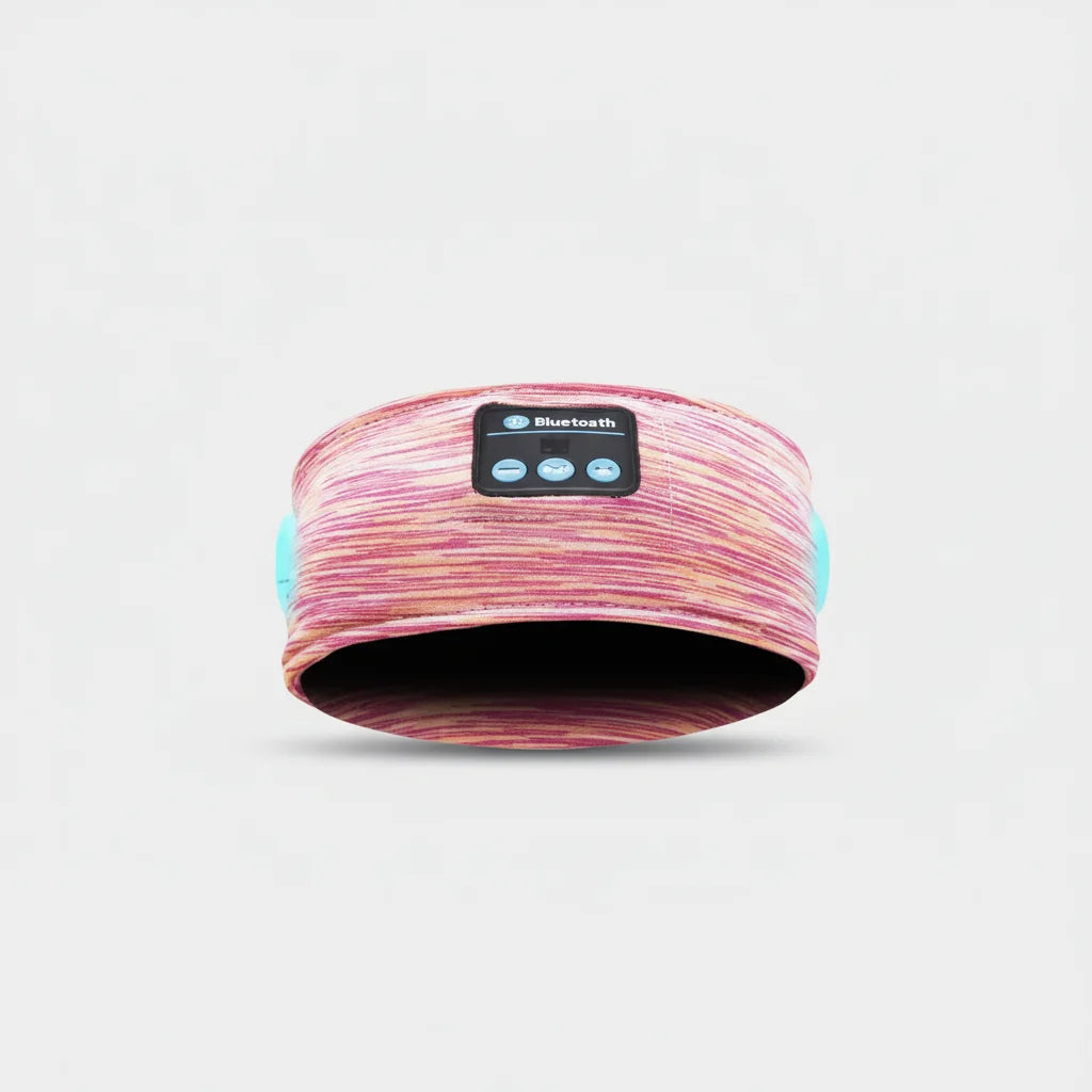 Pink orange Bluetooth running headscarf with wireless headphones for sleep and sports