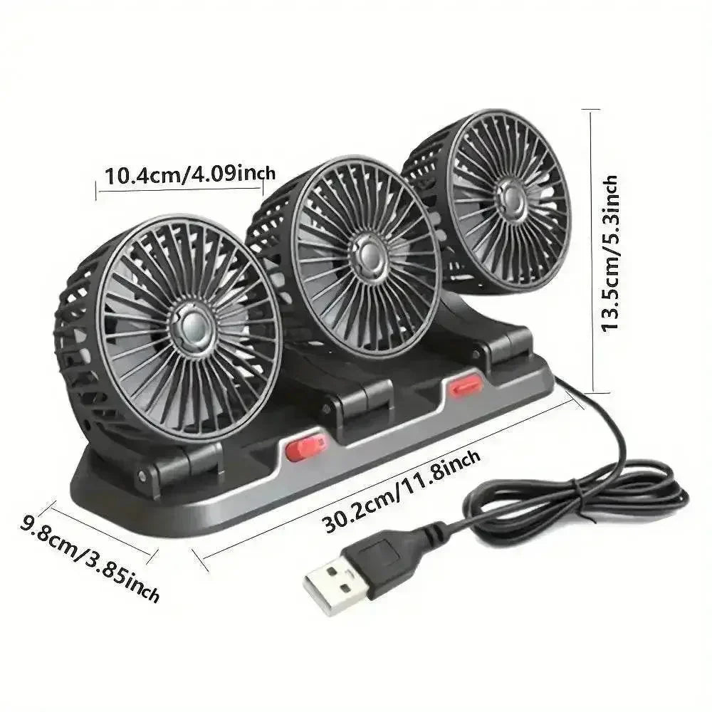 Three-Head USB Car Fan with Aromatherapy usb mini air cooler Car Accessories by DSERS