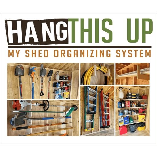 Ultimate shed organization kit with complete yard and garden tool rack system