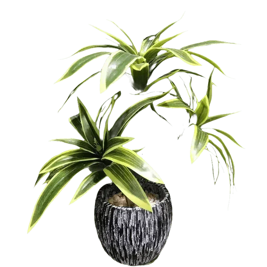 Variegated dracaena artificial palm tree in a textured pot
