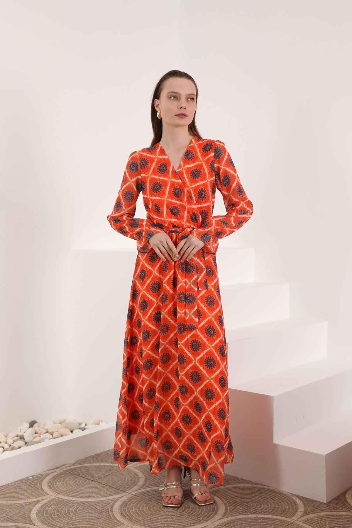 Sun Print Chiffon Dress