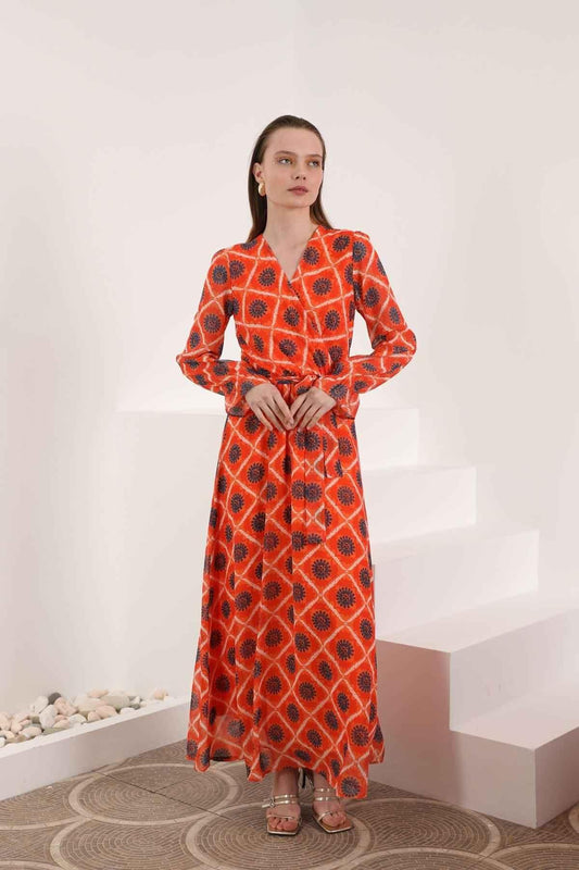 Sun Print Chiffon Dress
