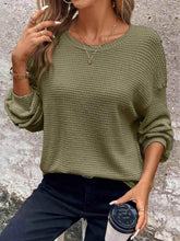 Plus Size Relaxed Fit Waffle Knit Round Neck T-Shirt - GiFTiFY