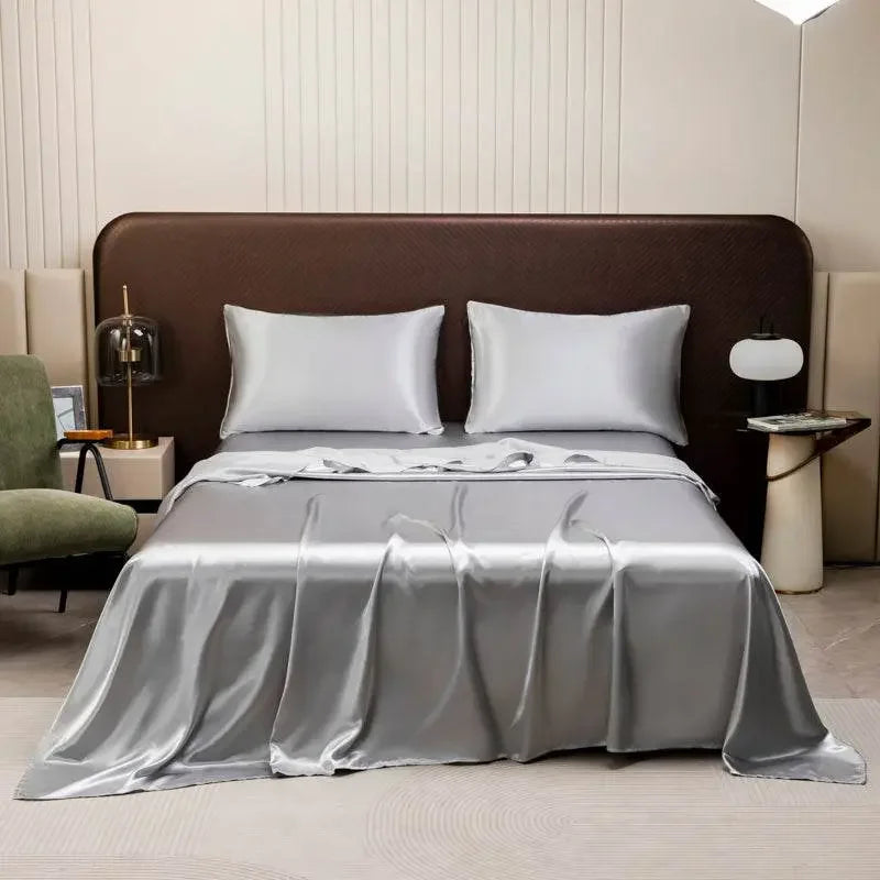 Purple Satin Flat Bed Sheet Set Bed Sheets by Dropshee