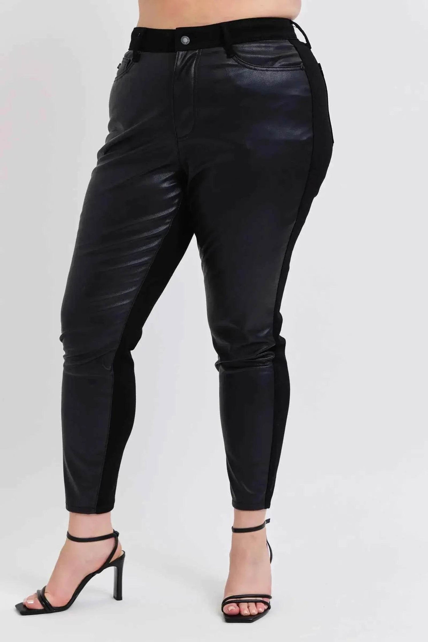 Judy Blue Plus Size HW Faux Leather Skinny Pants - GiFTiFY
