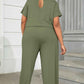 Plus Size Drawstring Waist Short Sleeve Jumpsuit