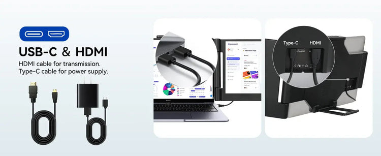 LE1411 14.1inch Laptops Screen Extender 280° Rotation FHD 1080P IPS Portable Monitors For Windows Mac Android Chrome 14-17 Inch - GiFTiFY