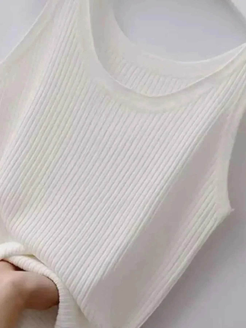 Plus Size Ribbed Knit Scoop Neck Tank Top women Attire by Trendsi