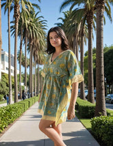 Soléa Block Print Cotton Caftan - GiFTiFY