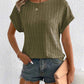 Plus Size Ribbed Texture Short Sleeve T-Shirt