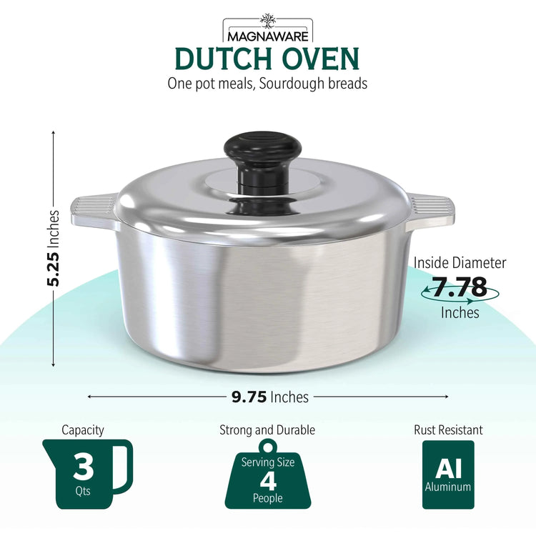 3 Quarts Round Dutch Oven with Lid - GiFTiFY