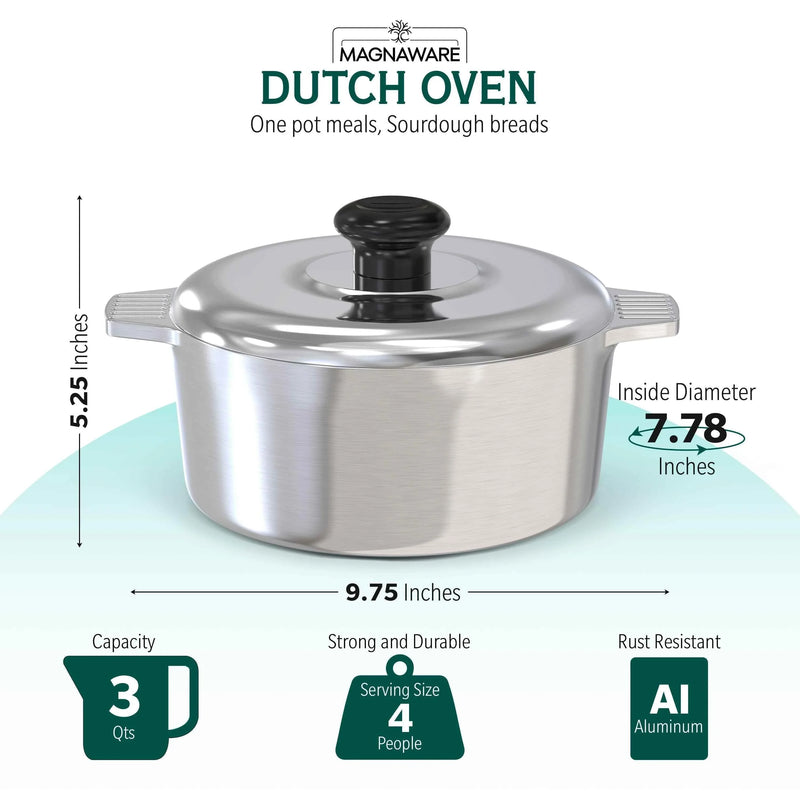 3 Quarts Round Dutch Oven with Lid Home & Garden by MAGNAWARE