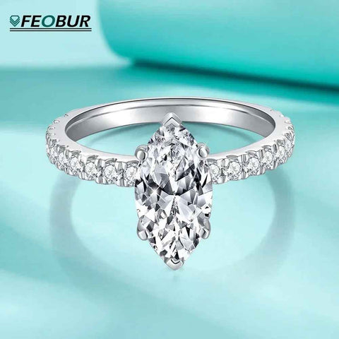 FEOBUR 2CT Marquise Moissanite Ring