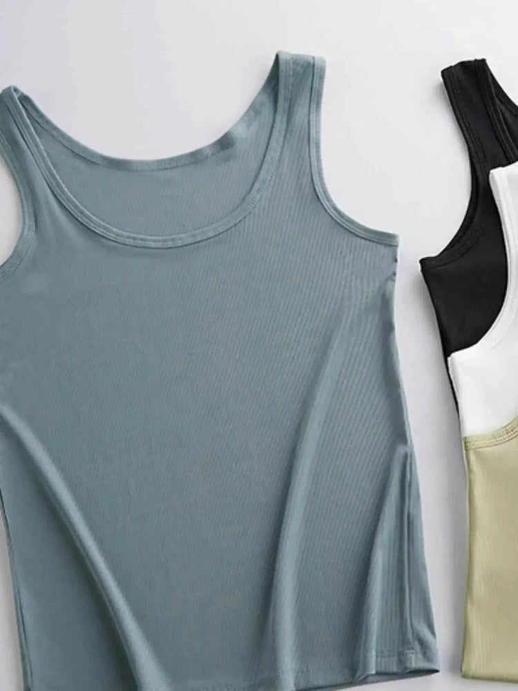 Plus Size Ribbed Scoop Neck Tank Top - GiFTiFY