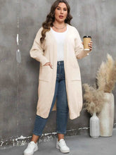 Plus Size Long Sleeve Pocketed Cardigan - GiFTiFY