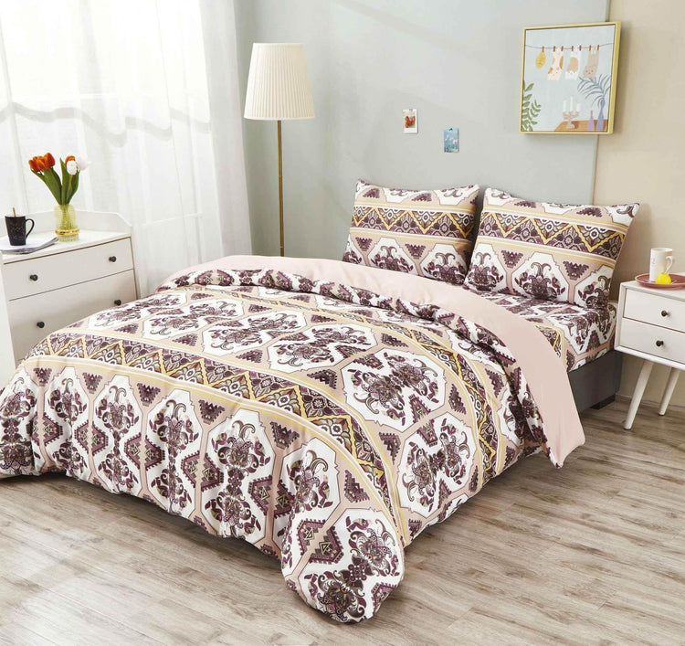 DaDa Bedding Majestic Oriental Kilim Duvet Cover - w/ Pillow Cases Royal Persian Traditional Design Intricate Ornate Ornament Print - GiFTiFY