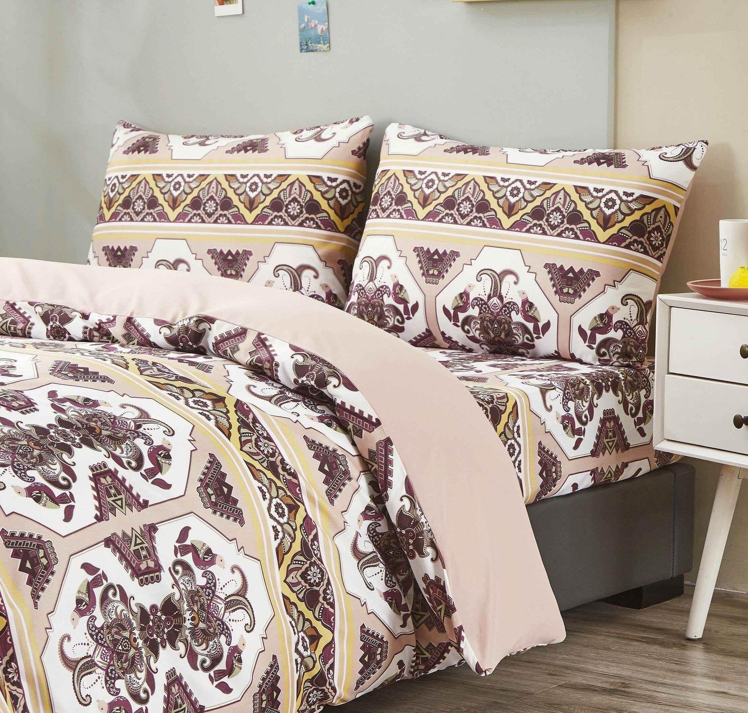 DaDa Bedding Majestic Oriental Kilim Duvet Cover - w/ Pillow Cases Royal Persian Traditional Design Intricate Ornate Ornament Print - GiFTiFY